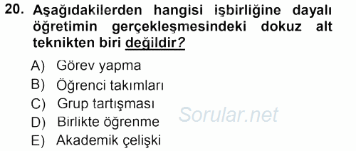 Spor Bilimlerine Giriş 2012 - 2013 Dönem Sonu Sınavı 20.Soru
