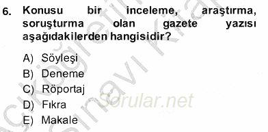 Türkçe Yazılı Anlatım 2013 - 2014 Ara Sınavı 6.Soru