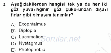 Tıbbi Terminoloji 2014 - 2015 Dönem Sonu Sınavı 3.Soru
