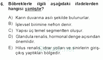 Tıbbi Terminoloji 2014 - 2015 Dönem Sonu Sınavı 6.Soru