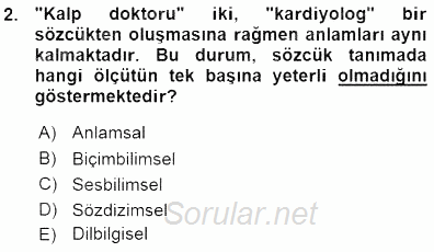 Genel Dilbilim 1 2015 - 2016 Ara Sınavı 2.Soru