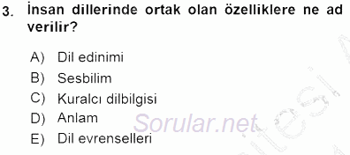 Genel Dilbilim 1 2015 - 2016 Ara Sınavı 3.Soru