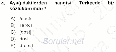 Genel Dilbilim 1 2015 - 2016 Ara Sınavı 4.Soru