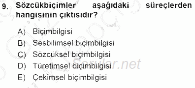 Genel Dilbilim 1 2015 - 2016 Ara Sınavı 9.Soru
