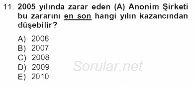 Türk Vergi Sistemi 2012 - 2013 Tek Ders Sınavı 11.Soru