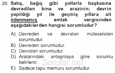 Türk Vergi Sistemi 2012 - 2013 Tek Ders Sınavı 20.Soru
