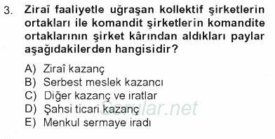 Türk Vergi Sistemi 2012 - 2013 Tek Ders Sınavı 3.Soru