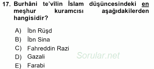 Tefsir Tarihi ve Usulü 2015 - 2016 Ara Sınavı 17.Soru