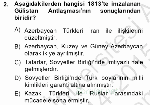 Çağdaş Türk Edebiyatları 1 2014 - 2015 Dönem Sonu Sınavı 2.Soru