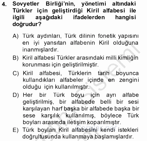 Çağdaş Türk Edebiyatları 1 2014 - 2015 Dönem Sonu Sınavı 4.Soru