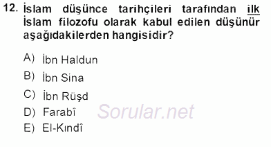 Türk Düşünce Tarihi 2014 - 2015 Ara Sınavı 12.Soru