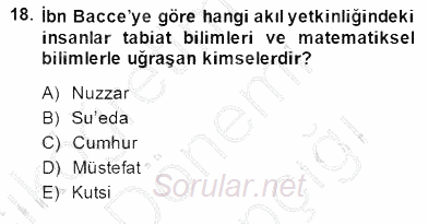 Türk Düşünce Tarihi 2014 - 2015 Ara Sınavı 18.Soru