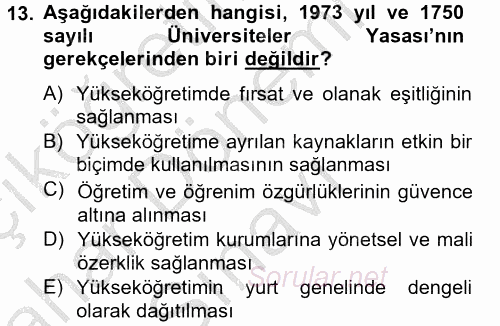 Türk Eğitim Tarihi 2012 - 2013 Dönem Sonu Sınavı 13.Soru