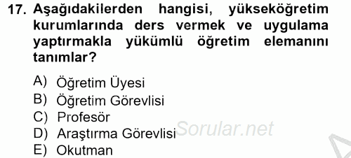 Türk Eğitim Tarihi 2012 - 2013 Dönem Sonu Sınavı 17.Soru