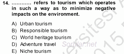 Turizm Için Ingilizce 2 2014 - 2015 Ara Sınavı 14.Soru