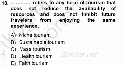 Turizm Için Ingilizce 2 2014 - 2015 Ara Sınavı 18.Soru