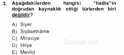 Türk İslam Edebiyatı 2013 - 2014 Tek Ders Sınavı 3.Soru