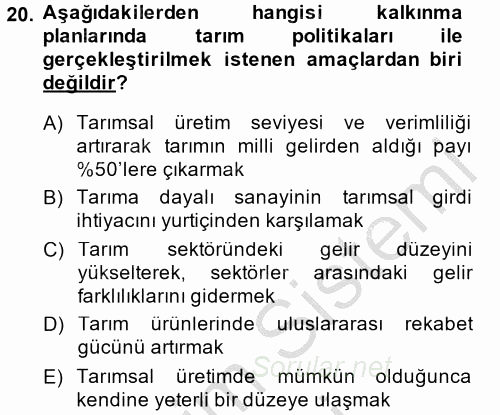 Türkiye Ekonomisi 2014 - 2015 Ara Sınavı 20.Soru