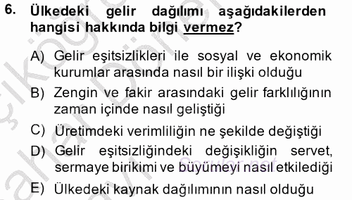 Türkiye Ekonomisi 2014 - 2015 Ara Sınavı 6.Soru