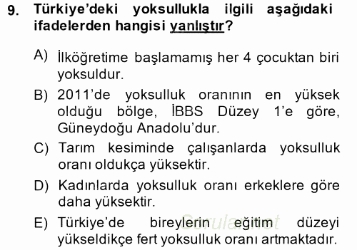 Türkiye Ekonomisi 2014 - 2015 Ara Sınavı 9.Soru