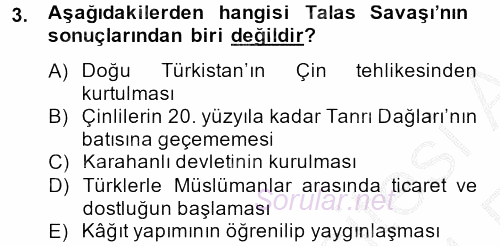 Uygur Türkçesi 2013 - 2014 Ara Sınavı 3.Soru