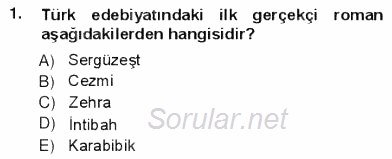 Yeni Türk Edebiyatına Giriş 1 2012 - 2013 Ara Sınavı 1.Soru