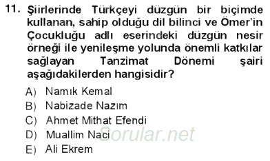 Yeni Türk Edebiyatına Giriş 1 2012 - 2013 Ara Sınavı 11.Soru