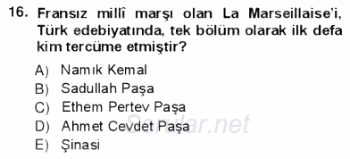 Yeni Türk Edebiyatına Giriş 1 2012 - 2013 Ara Sınavı 16.Soru