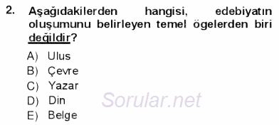 Yeni Türk Edebiyatına Giriş 1 2012 - 2013 Ara Sınavı 2.Soru