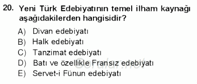 Yeni Türk Edebiyatına Giriş 1 2012 - 2013 Ara Sınavı 20.Soru