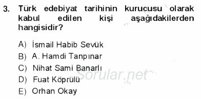 Yeni Türk Edebiyatına Giriş 1 2012 - 2013 Ara Sınavı 3.Soru