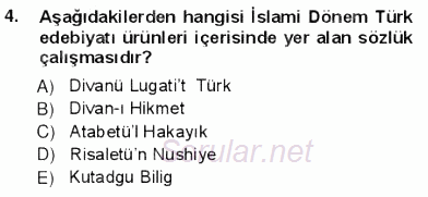 Yeni Türk Edebiyatına Giriş 1 2012 - 2013 Ara Sınavı 4.Soru