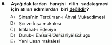 Yeni Türk Edebiyatına Giriş 1 2012 - 2013 Ara Sınavı 9.Soru