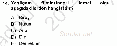 Film ve Video Kültürü 2014 - 2015 Ara Sınavı 14.Soru
