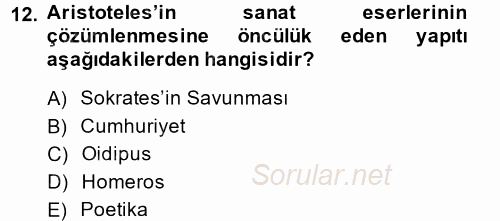 Kültür Tarihi 2014 - 2015 Ara Sınavı 12.Soru
