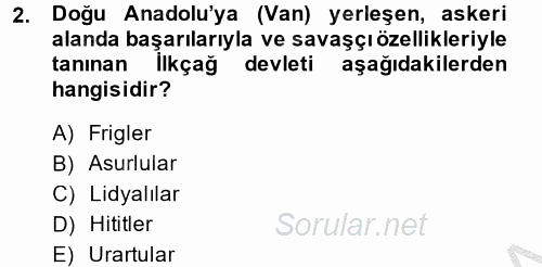 Kültür Tarihi 2014 - 2015 Ara Sınavı 2.Soru