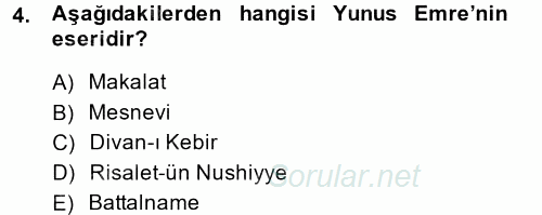 Kültür Tarihi 2014 - 2015 Ara Sınavı 4.Soru