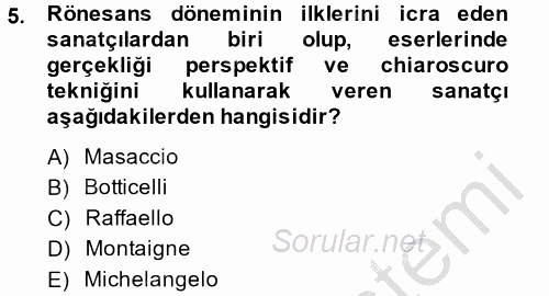 Kültür Tarihi 2014 - 2015 Ara Sınavı 5.Soru
