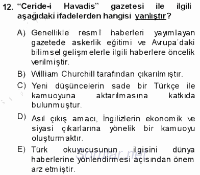 Tanzimat Dönemi Türk Edebiyatı 1 2013 - 2014 Ara Sınavı 12.Soru