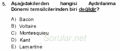 Tanzimat Dönemi Türk Edebiyatı 1 2013 - 2014 Ara Sınavı 5.Soru