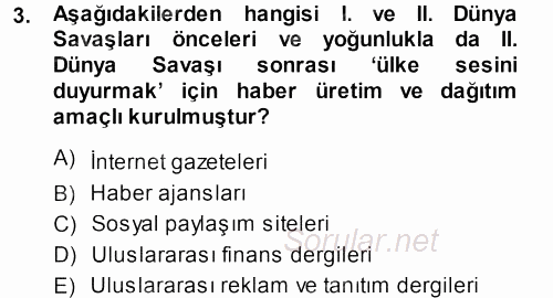 Haber Türleri 2013 - 2014 Dönem Sonu Sınavı 3.Soru
