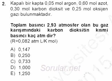 Genel Kimya 2 2014 - 2015 Ara Sınavı 2.Soru