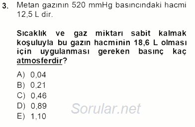 Genel Kimya 2 2014 - 2015 Ara Sınavı 3.Soru
