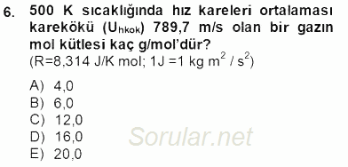 Genel Kimya 2 2014 - 2015 Ara Sınavı 6.Soru