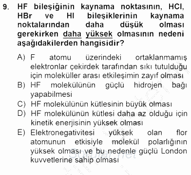 Genel Kimya 2 2014 - 2015 Ara Sınavı 9.Soru