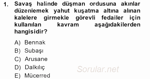Osmanlı Yenileşme Hareketleri (1703-1876) 2014 - 2015 Ara Sınavı 1.Soru