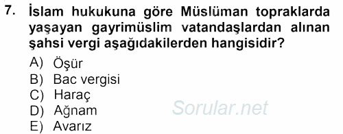 Osmanlı Tarihi (1299-1566) 2012 - 2013 Ara Sınavı 7.Soru