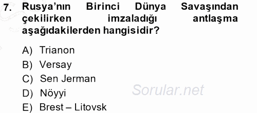 Atatürk İlkeleri Ve İnkılap Tarihi 1 2013 - 2014 Dönem Sonu Sınavı 7.Soru
