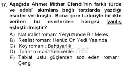 Tanzimat Dönemi Türk Edebiyatı 1 2012 - 2013 Dönem Sonu Sınavı 17.Soru