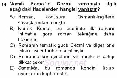 Tanzimat Dönemi Türk Edebiyatı 1 2012 - 2013 Dönem Sonu Sınavı 19.Soru